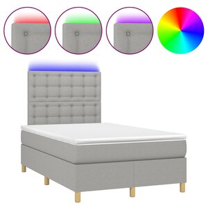 vidaXL Sommier à lattes de lit matelas LED gris clair 120x190 cm tissu