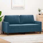 vidaXL Canapé à 2 places Bleu 140 cm Velours