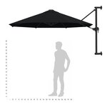 vidaXL Parasol mural avec mât en métal 300 cm Noir