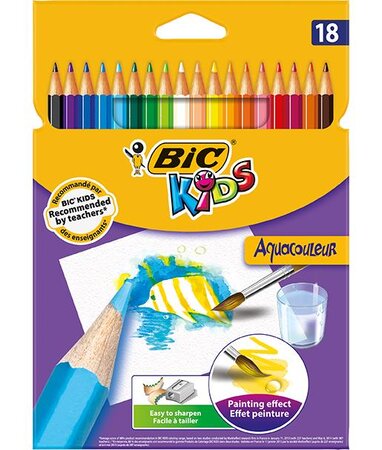 Etui de 18 crayons de couleur KIDS AQUACOULEUR 18 Couleurs BIC