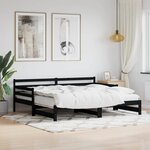 vidaXL Lit de jour avec lit gigogne noir 80x200 cm bois de pin massif
