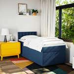 vidaXL Sommier à lattes de lit avec matelas Bleu 90x200 cm Tissu