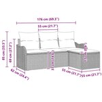 Ensemble de Canapé de Jardin 4 Pièces avec Coussins en Rattan Poly Marron