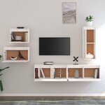 vidaXL Meubles TV 5 Pièces Blanc Bois massif de pin
