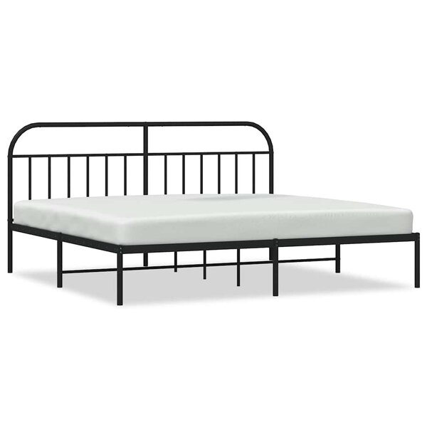 vidaXL Cadre de lit métal sans matelas avec tête de lit noir 200x200cm