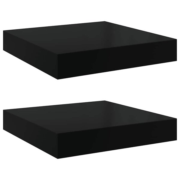 vidaXL Étagère murale flottante 2 Pièces Noir brillant 23x23 5x3 8 cm MDF