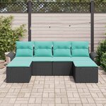 vidaXL Ensemble de canapé de jardin avec coussin 6 Pièces Noir Poly rotin