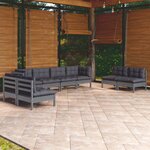 vidaXL Salon de jardin 8 Pièces avec coussins bois de pin massif