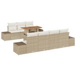 vidaXL Ensemble de jardin de 8 pièces avec des coussins en rotin synthétique beige et acacia