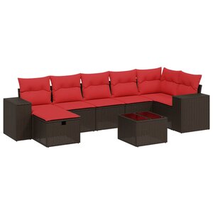 vidaXL Salon de jardin 8 Pièces avec coussins marron résine tressée