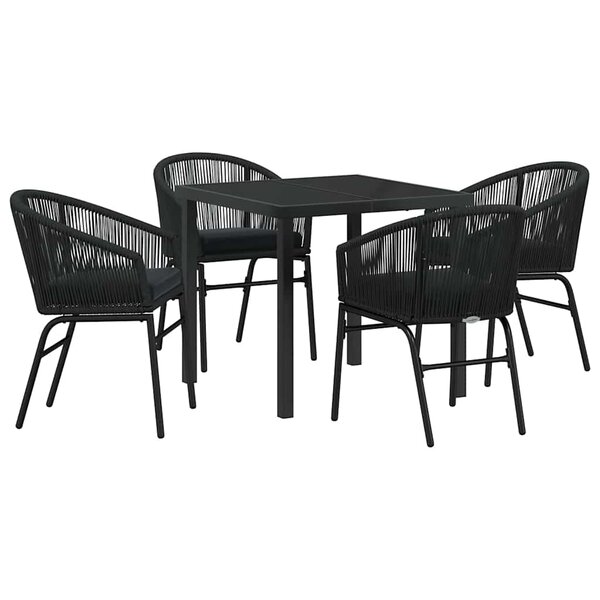 vidaXL Ensemble de salle à manger pour jardin 5 Pièces Noir Poly rotin