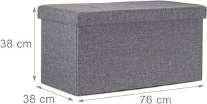 Tabouret banquette pouf de rangement pliant coffre repose-pieds 76 cm lin gris 13_0002337_3