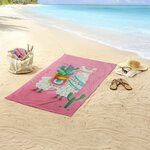 Good morning serviette de plage lalama 75x150 cm rose