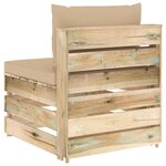 vidaXL Canapé central sectionnel avec coussins Bois imprégné de vert