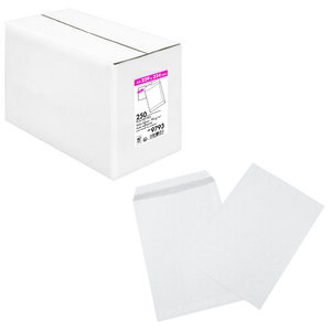 Lot de 250 pochettes 229x324 blanc 90g -Autocol avec bandes- boites de 250