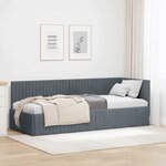 vidaXL Cadre de lit d'angle Gris foncé 80 x 200 cm Velours