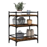vidaXL Chariot de cuisine chêne fumé 65x40x86 5 cm bois d'ingénierie
