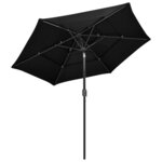 vidaXL Parasol de jardin à 3 niveaux avec mât en aluminium noir 2 5 m