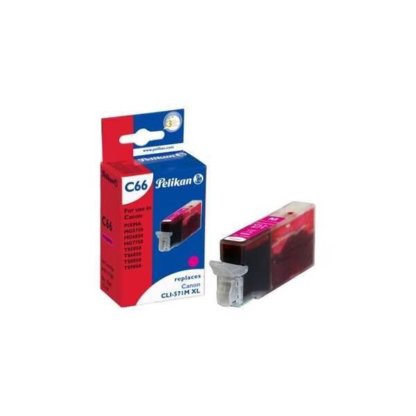 C66 cartouche jet d'encre compatible avec oem cli-571m xl 0333c001 magenta pelikan printing