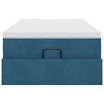 vidaXL Cadre de lit ottoman avec matelas bleu foncé 100x200 cm velours