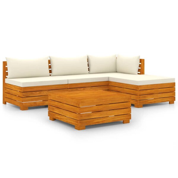 vidaXL Salon de jardin 5 Pièces avec coussins Bois d'acacia solide