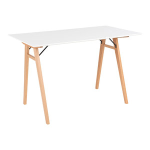 Bureau blanc et bois 120 x 60 x 75 cm