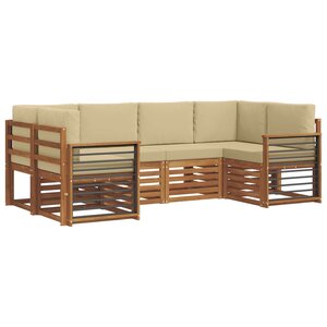 vidaXL Ensemble de canapé d'angle avec coussin 6 Pièces Naturel