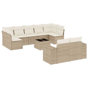 vidaXL Salon de jardin avec coussins 10 Pièces beige résine tressée
