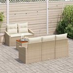 vidaXL Ensemble de canapé de jardin 6 Pièces Beige et blanc