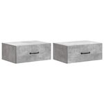 vidaXL Cabinet de chevet mural 2 Pièces Gris béton 49 x 34 5 x 20 cm
