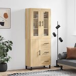 vidaXL Buffet haut Chêne sonoma 69 5x34x180 cm Bois d'ingénierie