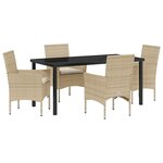 vidaXL Ensemble de salle à manger pour jardin 5 Pièces Beige Poly rotin