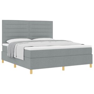 vidaXL Lit à ressorts avec matelas Gris clair 180 x 200 cm tissu