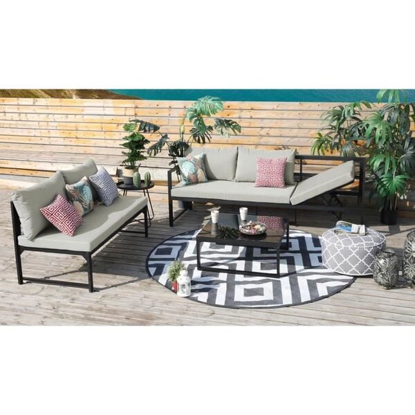 Salon de jardin d'angle modulable en aluminium avec méridienne BAJA