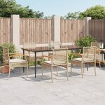 vidaXL Ensemble à manger de jardin et coussins 7 Pièces beige poly rotin