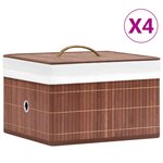 vidaXL Boîtes de rangement en bambou 4 Pièces Marron