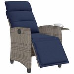 vidaXL Chaise de jardin inclinable avec table d'appoint gris polyrotin