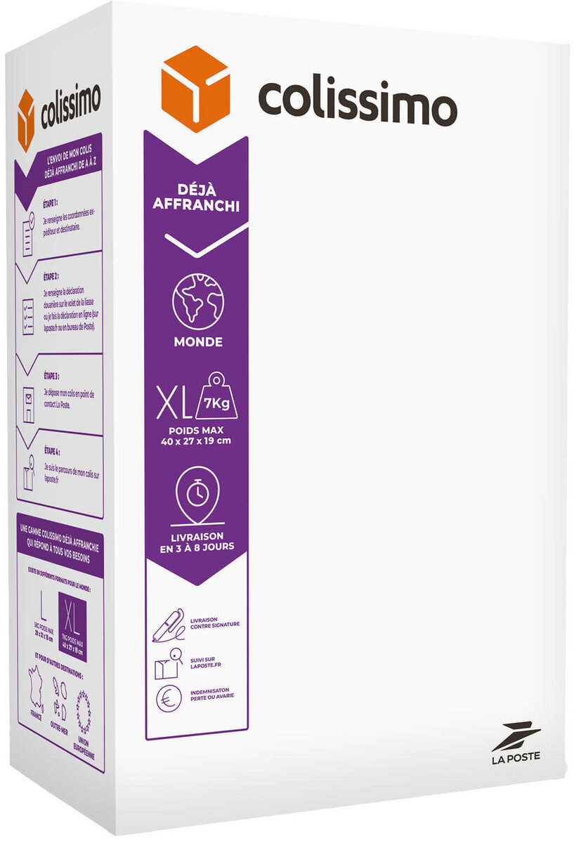 Colissimo Prêt-à-Envoyer Monde - Boîte de taille XL - 7 kg - La Poste