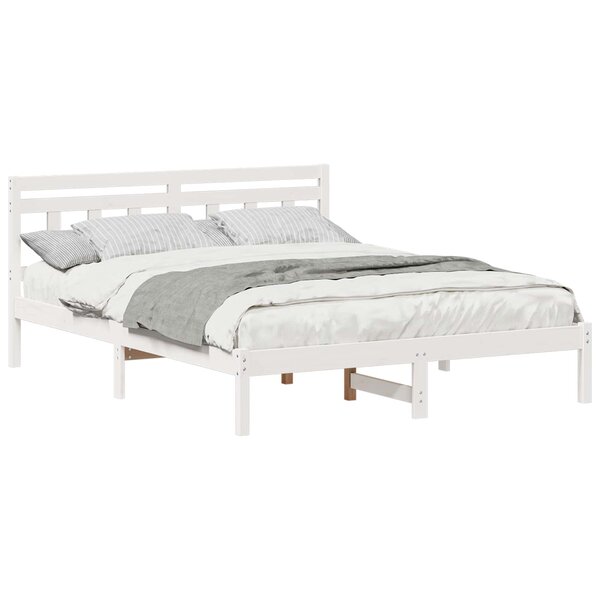 vidaXL Cadre de lit Blanc 140 x 200 cm Pin massif