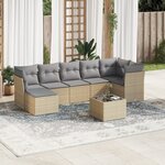 vidaXL Salon de jardin avec coussins 8 Pièces beige résine tressée