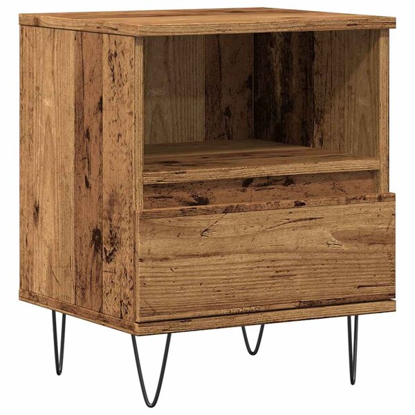 vidaXL Table de chevet vieux bois 40x35x50 cm bois d’ingénierie