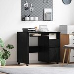 vidaXL Bureau avec roulettes avec tiroir Chêne noir 91 x 50 x 77 cm