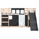 vidaXL Lit superposé avec toboggan et rideaux blanc et noir 90x200 cm