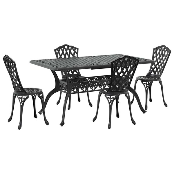 vidaXL Ensemble de salle à manger pour jardin 5 Pièces Noir Aluminium