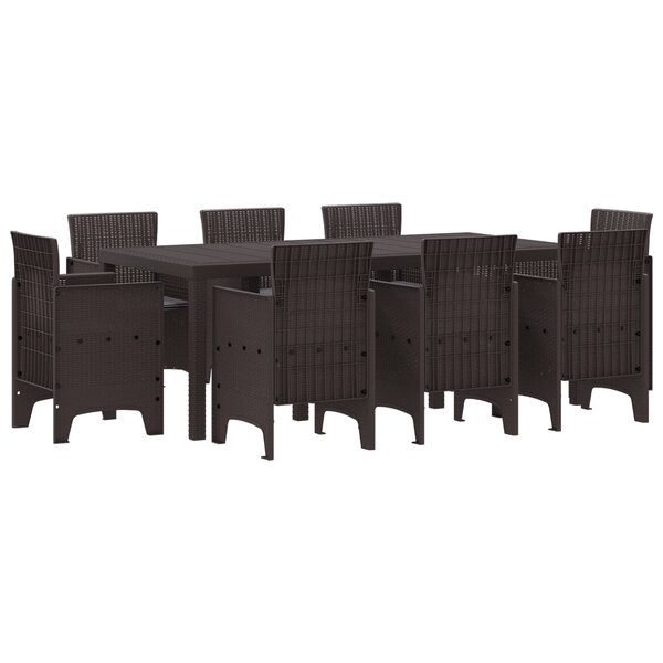 vidaXL Ensemble de salle à manger de jardin 9 Pièces Marron