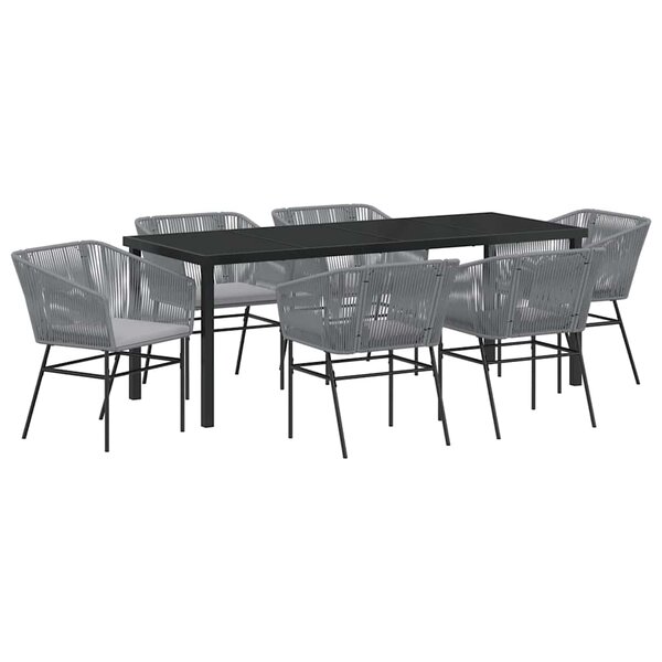 vidaXL Ensemble de salle à manger pour jardin avec coussin 7 Pièces Gris