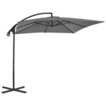 vidaXL Parasol en porte-à-feux avec mât en acier 250x250 cm Anthracite