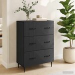 vidaXL Armoire à tiroirs Noir 66 x 34 5 x 89 5 cm Bois d'ingénierie