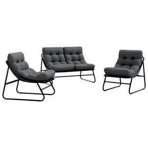 vidaXL Mobilier de jardin 3 Pièces Noir 110 x 81 x 71cm Métal