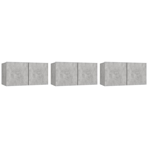 vidaXL Meubles TV suspendus 3 Pièces Gris béton 60x30x30 cm